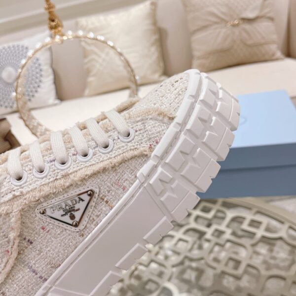 Prada Gabardine Canva Double Wheel Sneakers Beige For Women 2in/50mm PRD