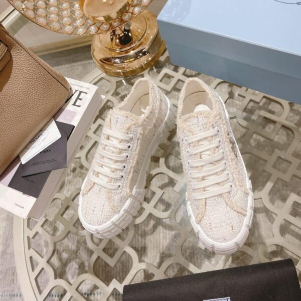 Prada Gabardine Canva Double Wheel Sneakers Beige For Women 2in/50mm PRD