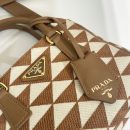 Prada Galleria Embroidered Jacquard Fabric Micro-Bag Brown/White For Women, Women's Bags 7.9in/20cm 1BA906_2FKL_F0I0U_V_XOM
