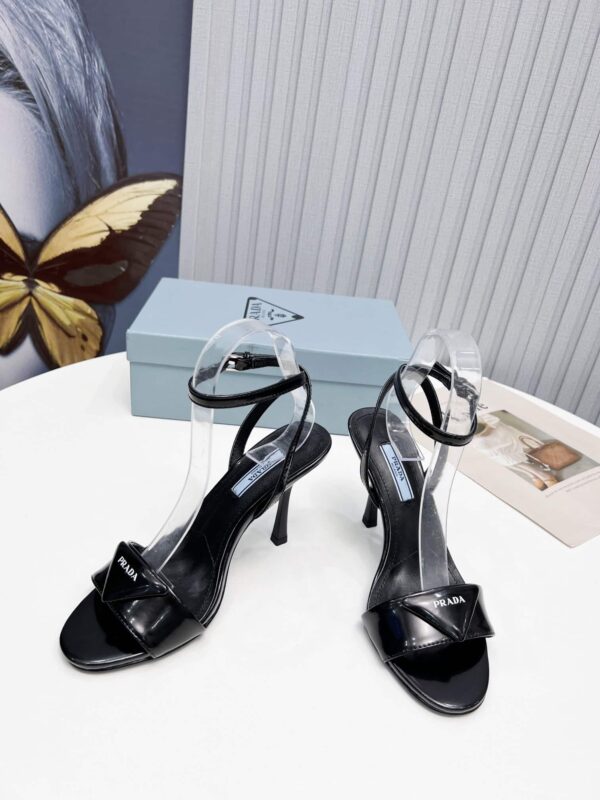 Prada High-Heeled Sandals Black For Women 3.5/90mm PRD 