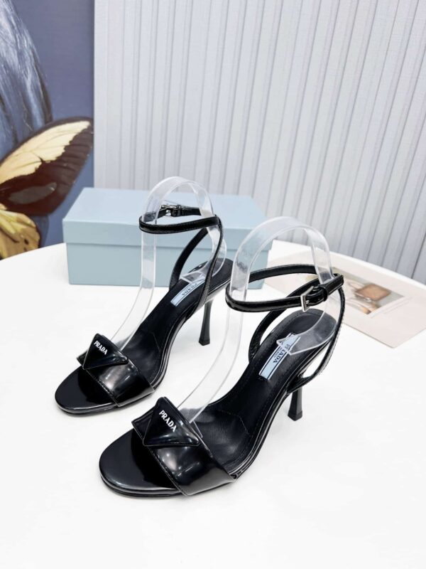 Prada High-Heeled Sandals Black For Women 3.5/90mm PRD 