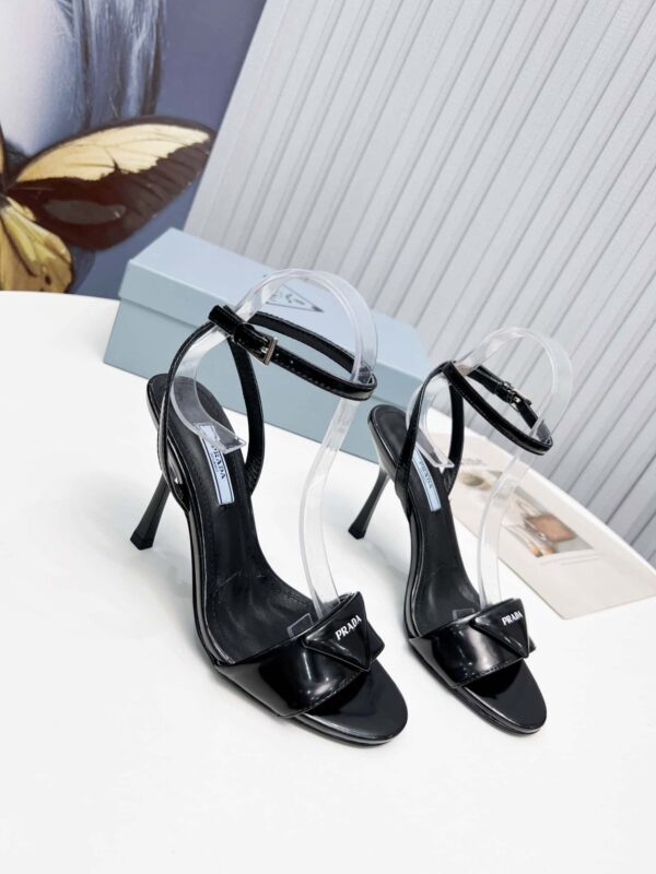 Prada High-Heeled Sandals Black For Women 3.5/90mm PRD 