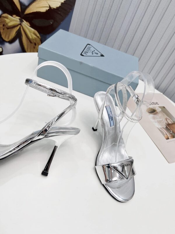 Prada High-Heeled Sandals Silver For Women 3.5/90mm PRD