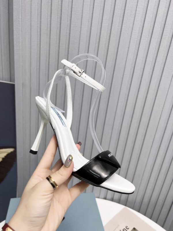 Prada High-Heeled Sandals White/Black For Women 3.5/90mm PRD
