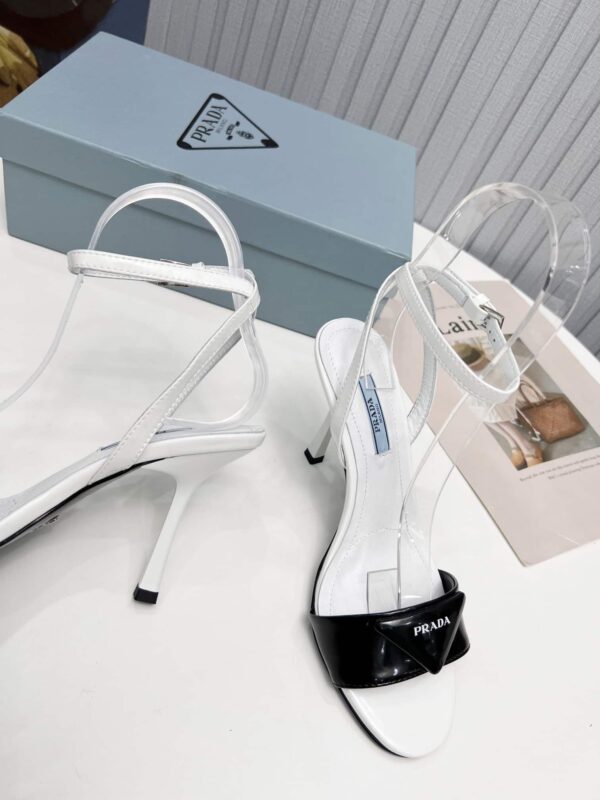Prada High-Heeled Sandals White/Black For Women 3.5/90mm PRD