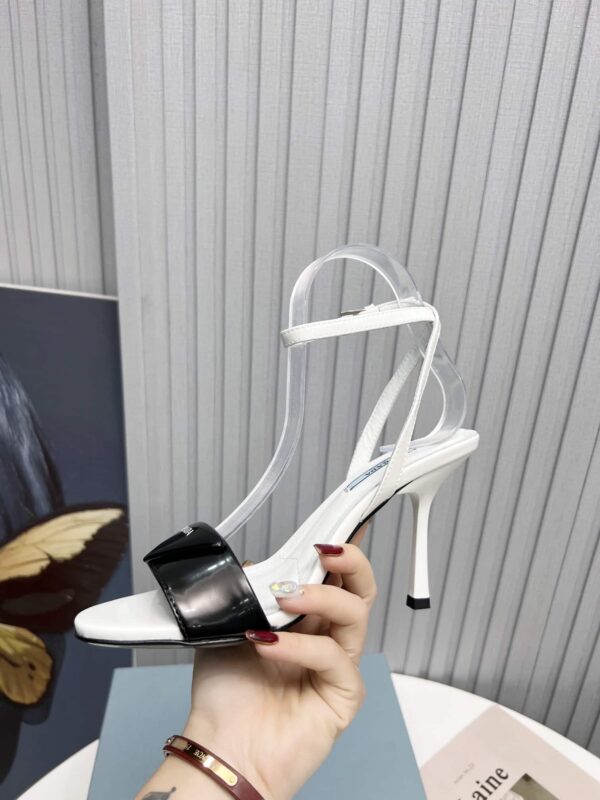 Prada High-Heeled Sandals White/Black For Women 3.5/90mm PRD