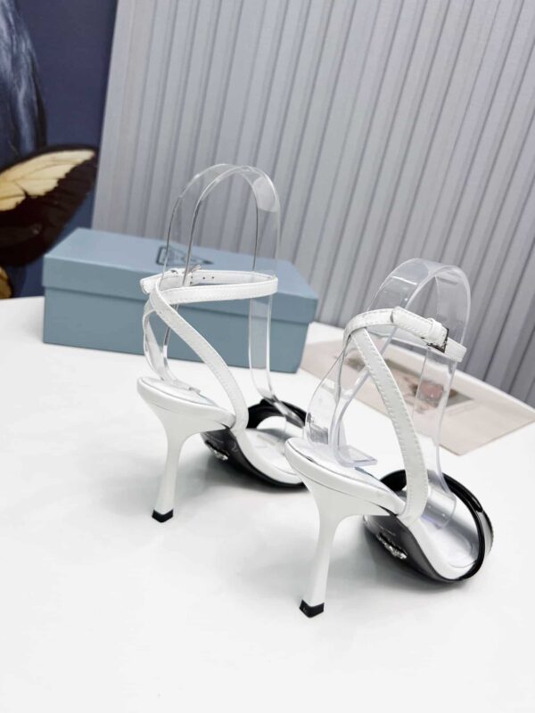 Prada High-Heeled Sandals White/Black For Women 3.5/90mm PRD