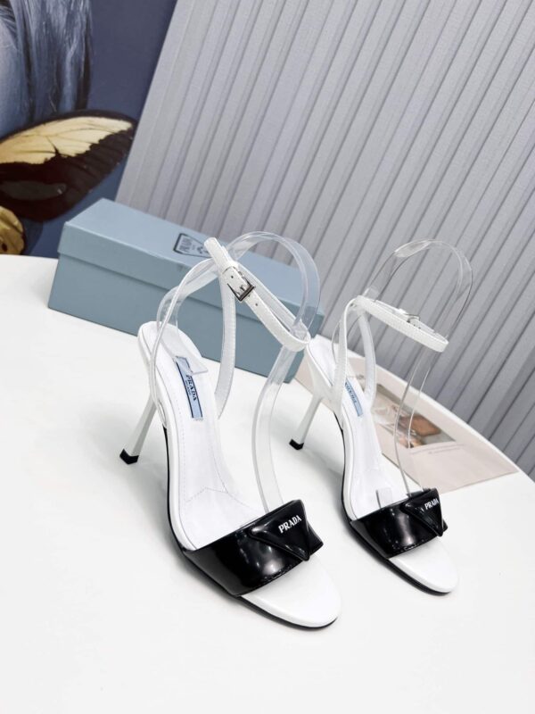 Prada High-Heeled Sandals White/Black For Women 3.5/90mm PRD