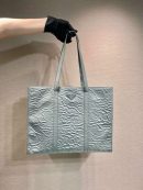 Prada Large Antique Nappa Tote Grey/Green For Women 15.3in/39cm 1BG460_UVL_F0480_V_OOO