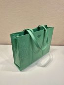 Prada Large Antique Nappa Tote Grey/Green For Women 15.3in/39cm 1BG460_UVL_F0480_V_OOO