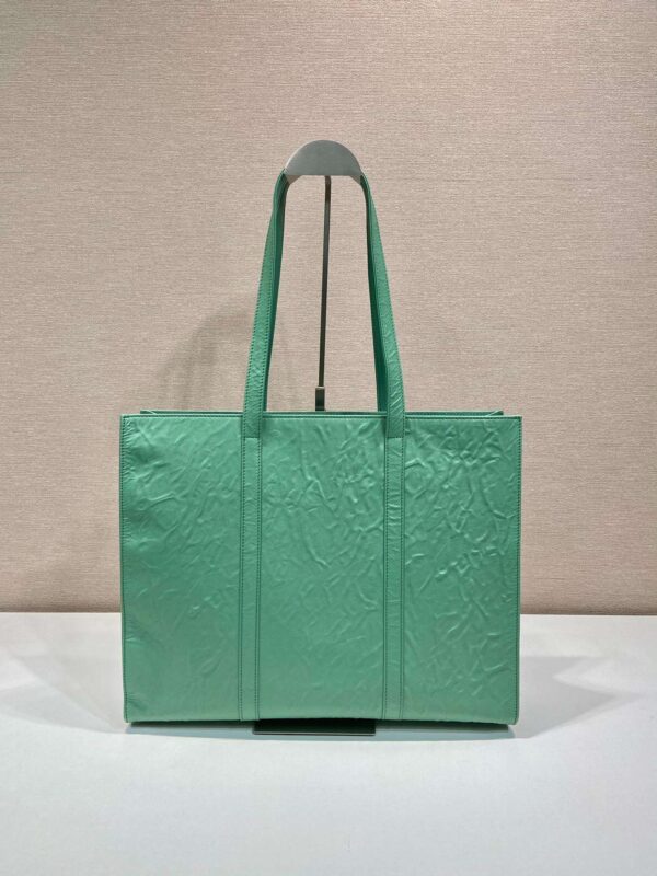 Prada Large Antique Nappa Tote Grey/Green For Women 15.3in/39cm 1BG460_UVL_F0480_V_OOO