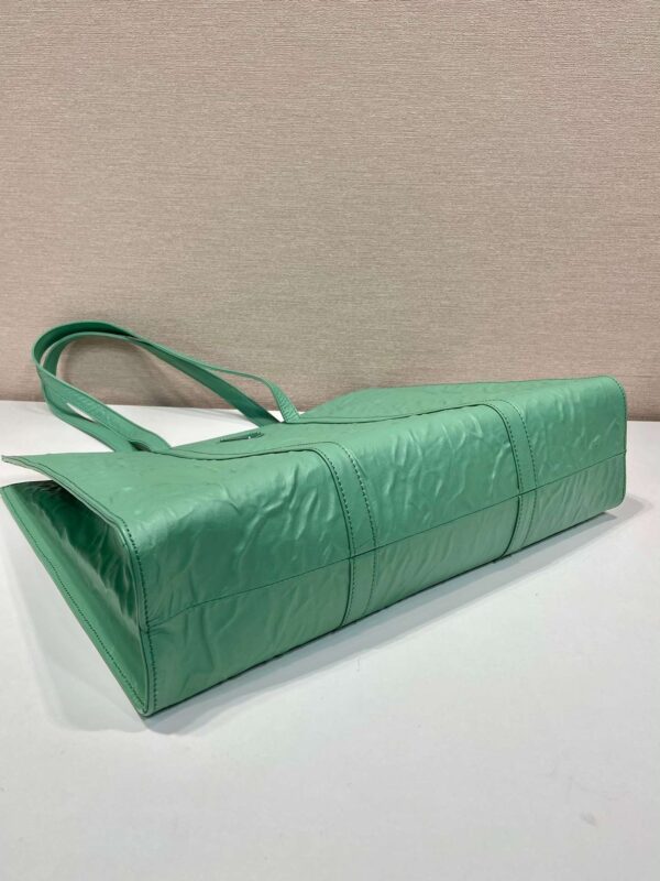 Prada Large Antique Nappa Tote Grey/Green For Women 15.3in/39cm 1BG460_UVL_F0480_V_OOO