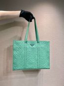 Prada Large Antique Nappa Tote Grey/Green For Women 15.3in/39cm 1BG460_UVL_F0480_V_OOO