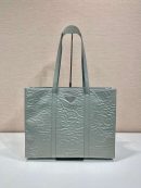 Prada Large Antique Nappa Tote Grey/Green For Women 15.3in/39cm 1BG460_UVL_F0480_V_OOO