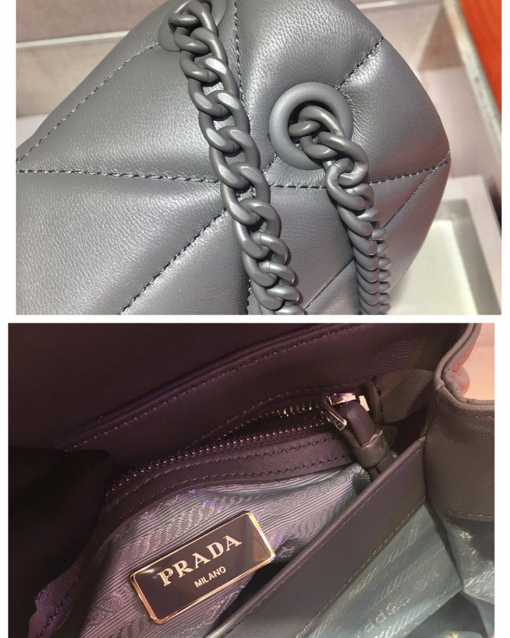 Prada Large Nappa Spectrum Bag Grey For Women, Women's Bags 10.6in/27cm 1BD231_WDF0_F0LU5_V_OOO
