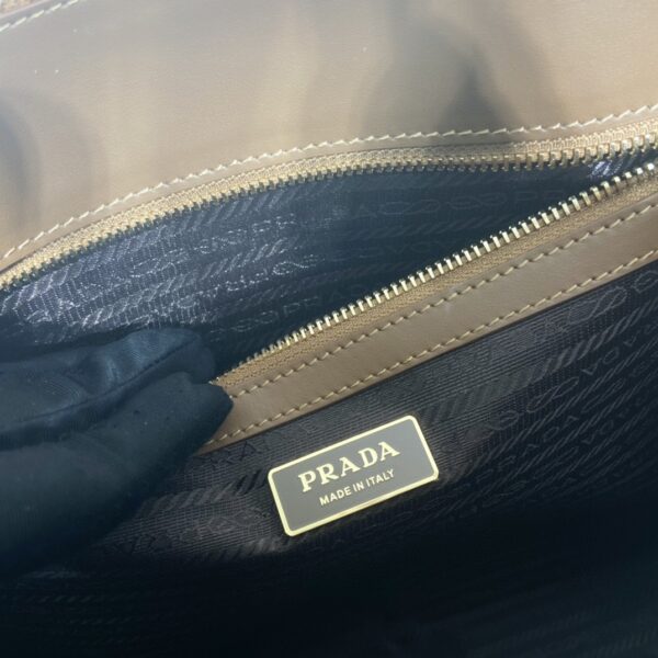 Prada Large Symbole Jacquard Fabric Handbag Brown/White For Women, Women's Bags 15.3in/39cm 1BA356_2FKL_F0I0U_V_OOO