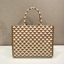 Prada Large Symbole Jacquard Fabric Handbag Brown/White For Women, Women's Bags 15.3in/39cm 1BA356_2FKL_F0I0U_V_OOO