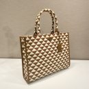 Prada Large Symbole Jacquard Fabric Handbag Brown/White For Women, Women's Bags 15.3in/39cm 1BA356_2FKL_F0I0U_V_OOO