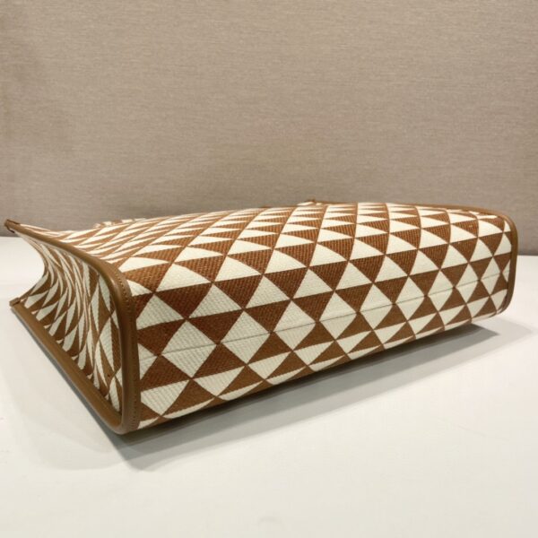 Prada Large Symbole Jacquard Fabric Handbag Brown/White For Women, Women's Bags 15.3in/39cm 1BA356_2FKL_F0I0U_V_OOO
