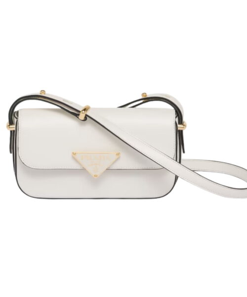 Prada Leather Shoulder White Bag For Women 1BD339_ASK_F0PG7_V_MTO- 20.5 Cm/ 8 Inches