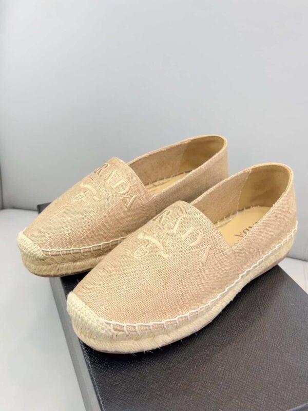 Prada Linen Espadrilles Beige For Women 0.8in/20mm PRD 1S841M_376_F0065_F_020