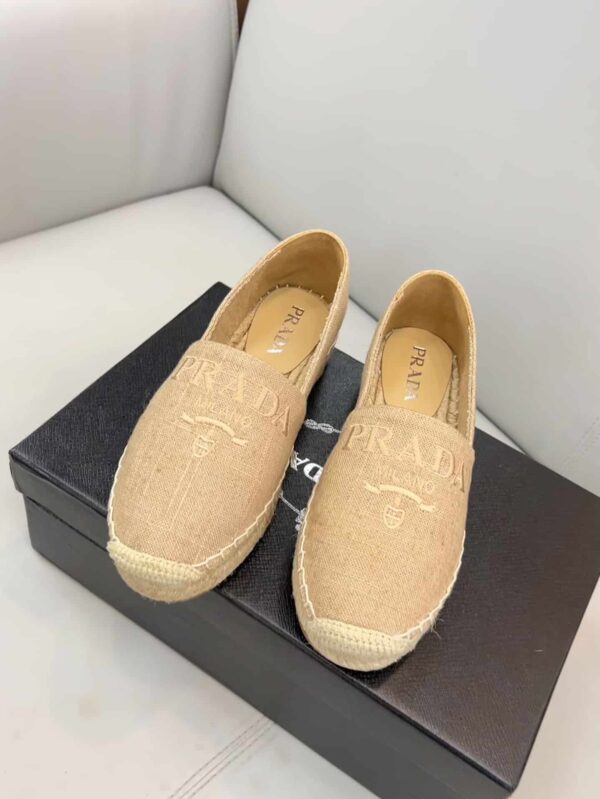 Prada Linen Espadrilles Beige For Women 0.8in/20mm PRD 1S841M_376_F0065_F_020