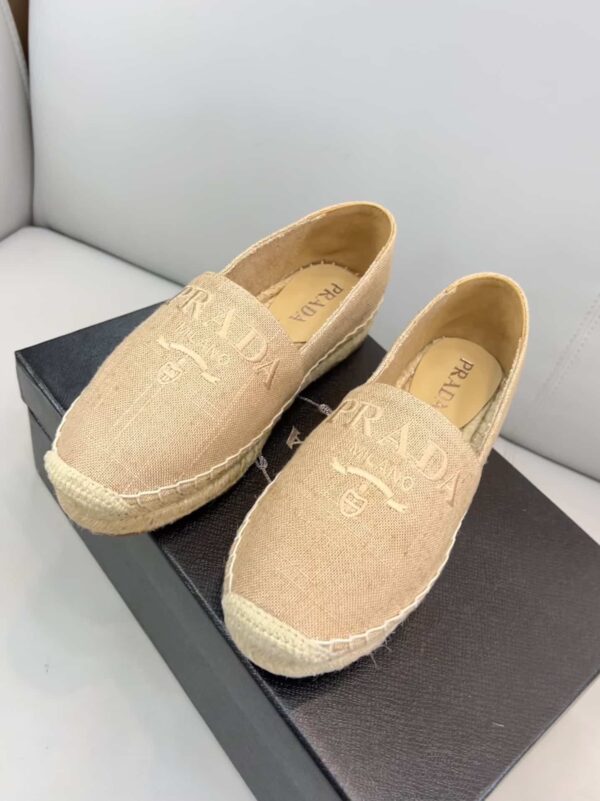 Prada Linen Espadrilles Beige For Women 0.8in/20mm PRD 1S841M_376_F0065_F_020