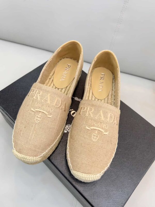 Prada Linen Espadrilles Beige For Women 0.8in/20mm PRD 1S841M_376_F0065_F_020