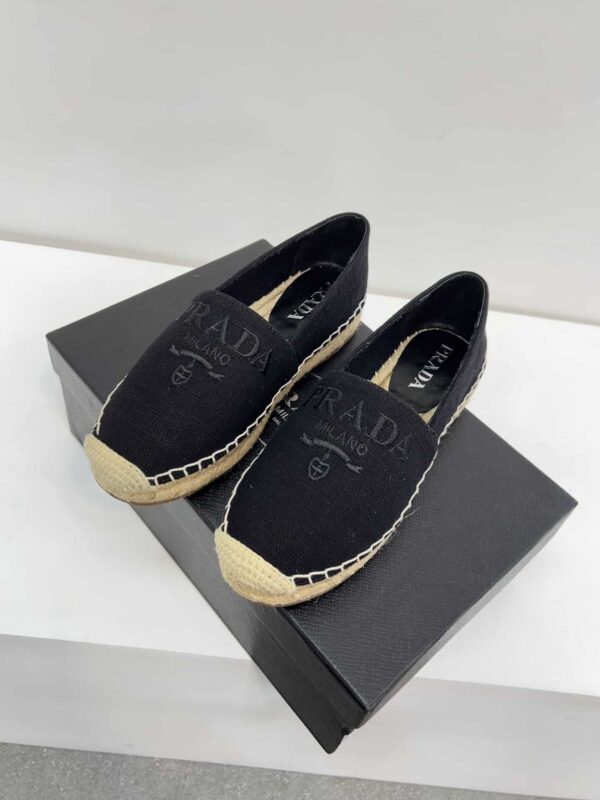 Prada Linen Espadrilles Black For Women 0.8in/20mm PRD 