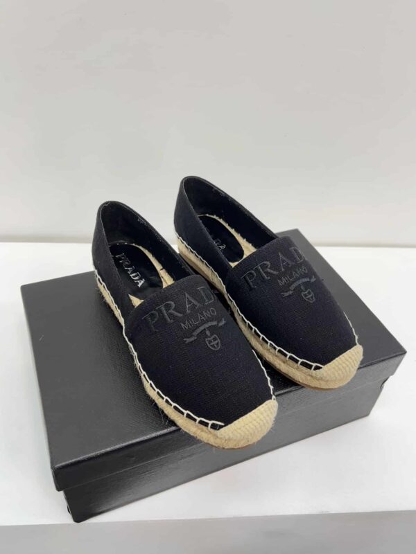 Prada Linen Espadrilles Black For Women 0.8in/20mm PRD 