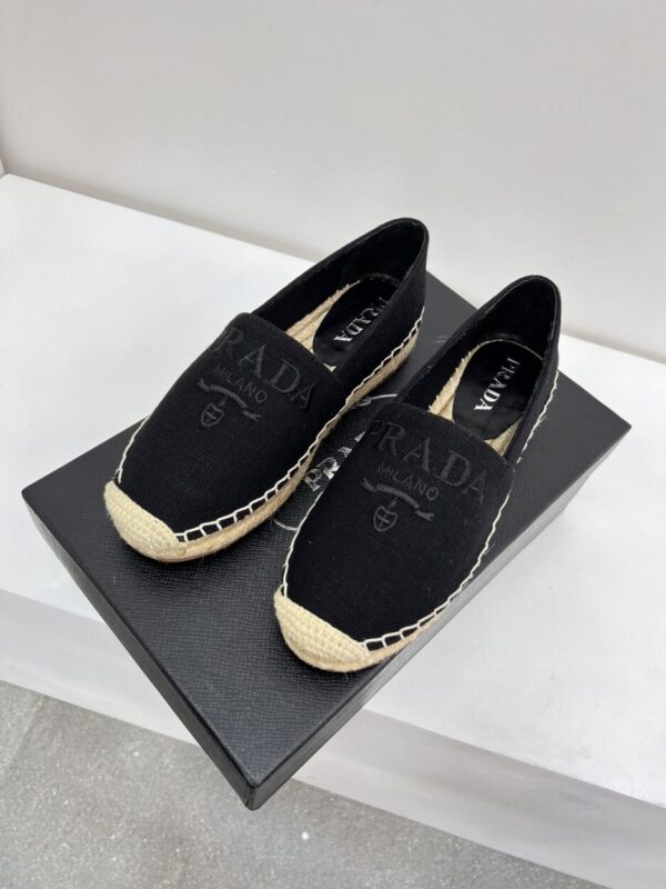 Prada Linen Espadrilles Black For Women 0.8in/20mm PRD 