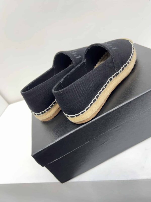 Prada Linen Espadrilles Black For Women 0.8in/20mm PRD 