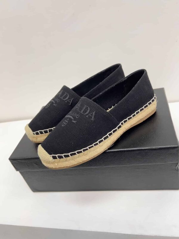 Prada Linen Espadrilles Black For Women 0.8in/20mm PRD 