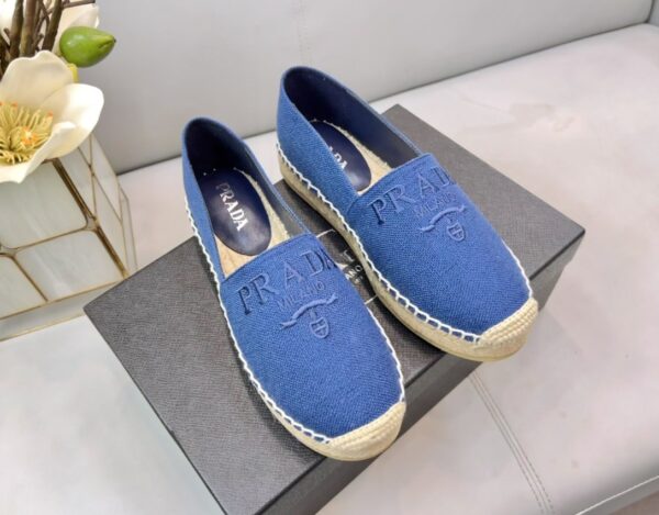 Prada Linen Espadrilles Blue For Women 0.8in/20mm PRD 1S841M_376_F0013_F_020