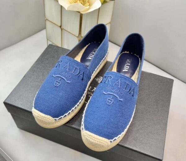 Prada Linen Espadrilles Blue For Women 0.8in/20mm PRD 1S841M_376_F0013_F_020