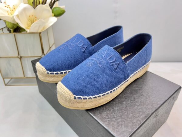 Prada Linen Espadrilles Blue For Women 0.8in/20mm PRD 1S841M_376_F0013_F_020