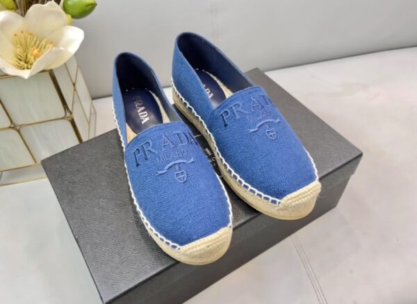 Prada Linen Espadrilles Blue For Women 0.8in/20mm PRD 1S841M_376_F0013_F_020