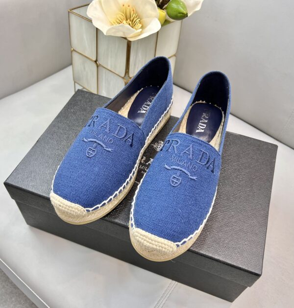 Prada Linen Espadrilles Blue For Women 0.8in/20mm PRD 1S841M_376_F0013_F_020