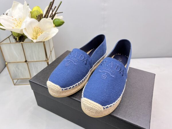 Prada Linen Espadrilles Blue For Women 0.8in/20mm PRD 1S841M_376_F0013_F_020