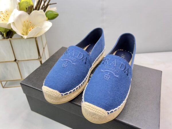 Prada Linen Espadrilles Blue For Women 0.8in/20mm PRD 1S841M_376_F0013_F_020