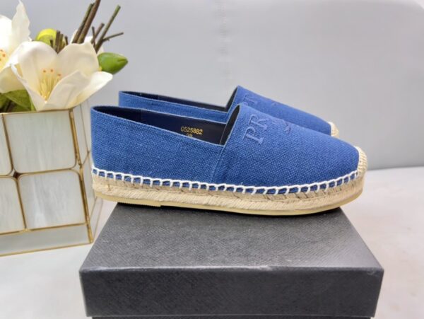 Prada Linen Espadrilles Blue For Women 0.8in/20mm PRD 1S841M_376_F0013_F_020