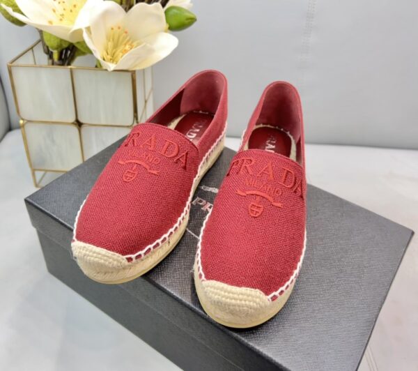 Prada Linen Espadrilles Red For Women 0.8in/20mm PRD 