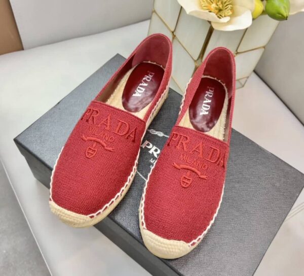 Prada Linen Espadrilles Red For Women 0.8in/20mm PRD 