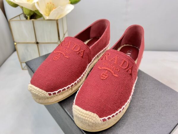 Prada Linen Espadrilles Red For Women 0.8in/20mm PRD 