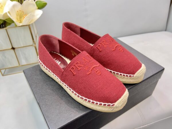 Prada Linen Espadrilles Red For Women 0.8in/20mm PRD 