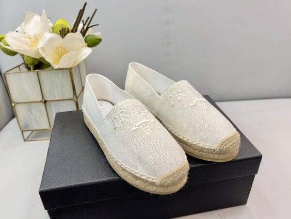 Prada Linen Espadrilles White For Women 0.8in/20mm PRD 