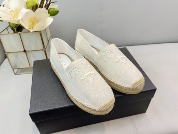 Prada Linen Espadrilles White For Women 0.8in/20mm PRD 