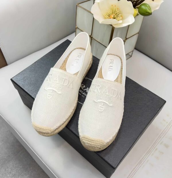 Prada Linen Espadrilles White For Women 0.8in/20mm PRD 