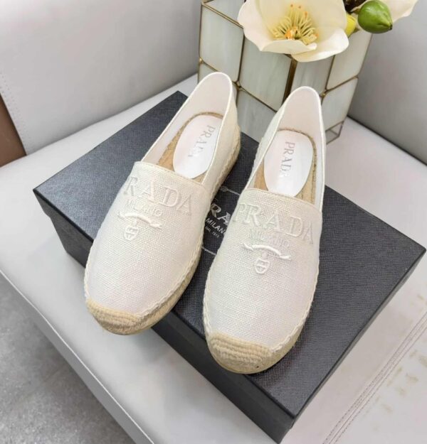 Prada Linen Espadrilles White For Women 0.8in/20mm PRD 