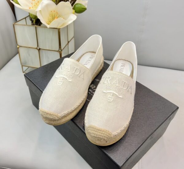Prada Linen Espadrilles White For Women 0.8in/20mm PRD 
